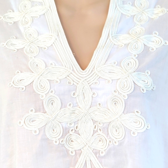 J. Crew White Embroidered Soutache Tunic 2 - Picture 8 of 13